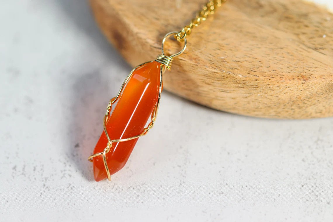Carnelian Wrapped Pendant Necklace | 4.99$ Today Only !